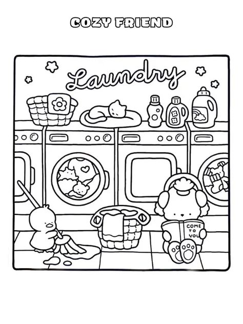 Kleurplaat Cozy Friend I Love My Husband Coloring Pages, Simple Cute Coloring Pages Aesthetic, Cozy Friends Coloring Pages, Ipad Coloring Pages, Coco Wyo Coloring, Relaxing Coloring Pages, Angel Coloring Pages, Coco Wyo, Stitch Coloring Pages