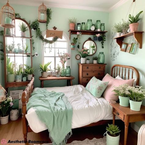 Spring Aesthetic Room Decor Idea 💚💚💚 #aestheticroom #aestheticroomideas #aestheticroomdecor #springdecor #springroom #springdecorideas Spring Aesthetic Room, Aesthetic Room Ideas, Home Decor Ideas Living Room, Aesthetic Rooms, Pretty Room, Ideas Living Room, Bedroom Refresh, Room Design Bedroom, Spring Aesthetic