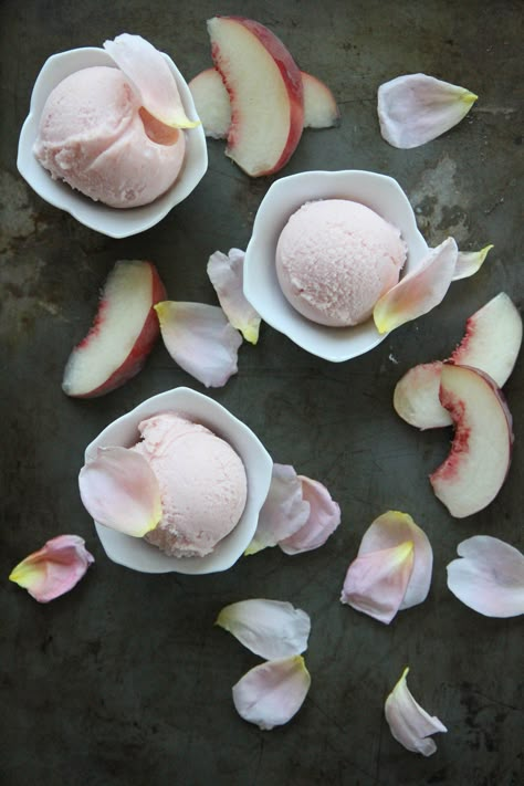 White Peach and Rosé Sorbet Rose Sorbet, Granitas, Sorbet Recipes, Cold Treats, Peach Rose, Ice Cream Sorbet, Pink Foods, Ice Cream Popsicles, Slow Food