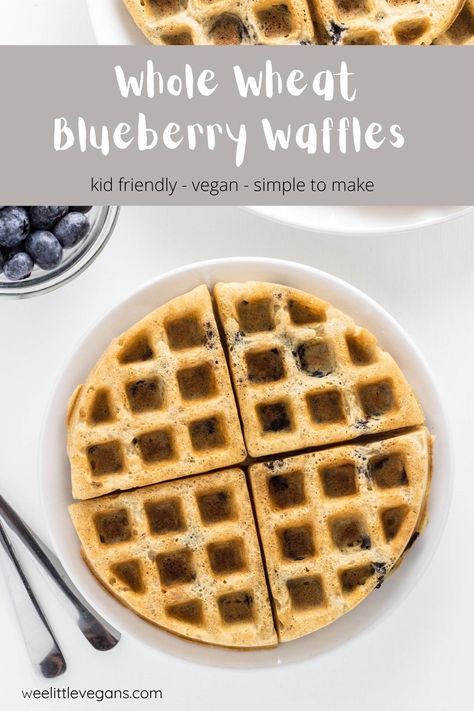 Blueberry Waffles, Waffles Easy, Waffle Recipe, Vegan Blueberry, Kids Recipes, Brunch Party, Hearty Breakfast, Vegan Lunch, Vegan Breakfast Recipes