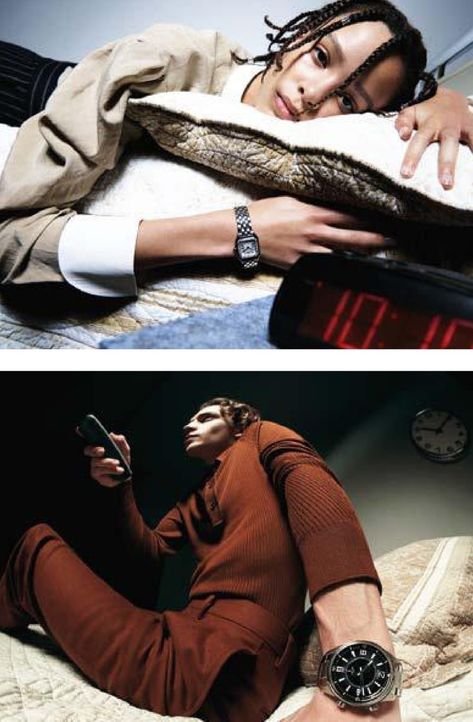 Photographer Valentin Herfray (IG) shares a fresh perspective on luxury watch fashion editorials, flashing ‘Jour Sans Fin” for M Le Magazine Du Monde’s (IG) November 20 issue. Models Essoye Mombot, Grace Valentine, and Alec Pollentier provide willing wrists and bodies eager to pose. Watch Model Poses, Watch Fashion Editorial, Smart Watch Product Photography, Watch Editorial, Grace Valentine, Watch Photoshoot, Watch Campaign, Time Photoshoot, Luxury Editorial