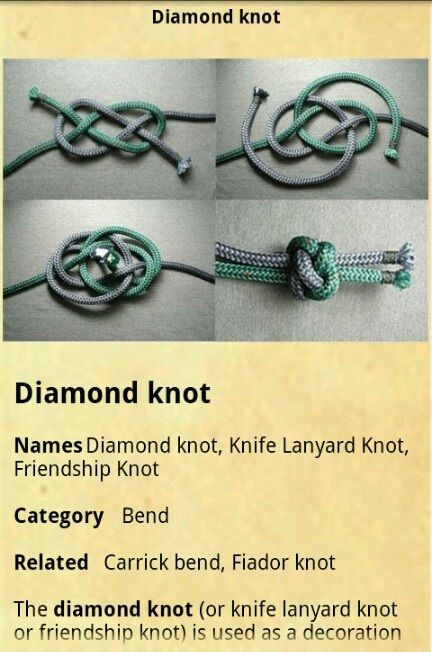 Diamond knot End Knots Paracord, Paracord End Knots, Decorative Knots Tutorial, Diamond Knot Paracord, Diamond Knot Tutorial, Stopper Knot, Lanyard Knot, Bracelets Paracord, Button Knot