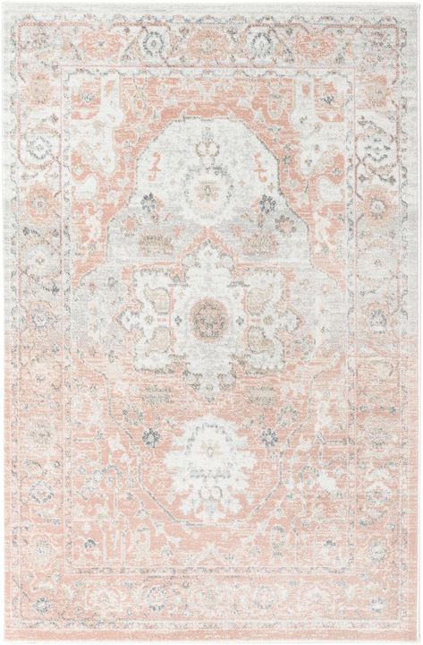 PRICES MAY VARY. Designed to withstand everyday wear, this 5x8 rug is the perfect size and shape for living rooms, kitchens, entryways, or anywhere you want to bring a little more style into your home. The soothing hue of this rose rug is light and romantic. It's great for more relaxed social spaces. The timelessly chic medallion rug pattern gets a modern update in the Madeline Vintage Collection, which brings together on-trend color combinations with classic geometric patterns to add a touch of Vintage Nursery Rug, Girl Nursery Rugs, Pink Theme Bedroom, 2024 Bedroom, Sweet Grace, Rose Rug, Makeover Bedroom, Kids Area, Medallion Rug