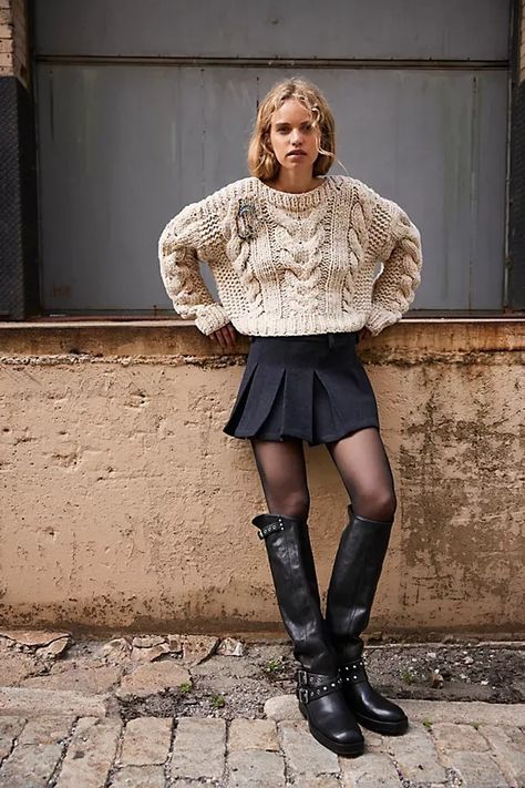 37 of the Best New Fall Arrivals at Free People Right Now | Who What Wear Cabin Sweater, Sheer Clothing, Slouchy Sweater, Stunning Shoes, Cable Knit Jumper, Free People Clothing, Sequin Jacket, Crochet Skirt, Cozy Cabin