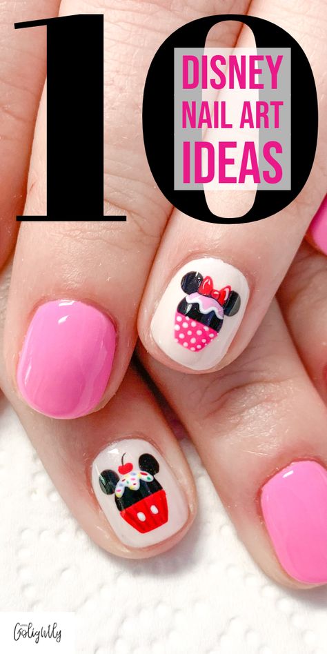 Disney Themed Gel Nails, Summer Disney Nails 2023, Disney Dip Nails Ideas, Disney Birthday Nails Art Designs, Epcot Nail Art, Disney Food Nails, Disney Parks Nails, Disney Flower Nails, Run Disney Nails