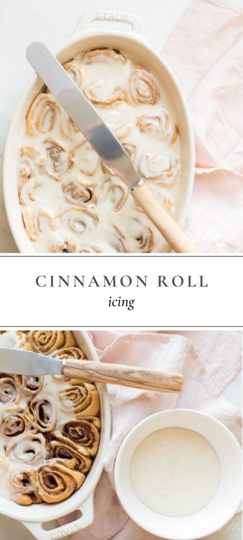 Cinnamon Roll Glaze, Icing Glaze, Cinnamon Roll Frosting, Easy Cinnamon Rolls, Easy Cinnamon Rolls Recipe, Cinnamon Roll Icing, Cinnamon Icing, Cinnamon Rolls Easy, Julie Blanner