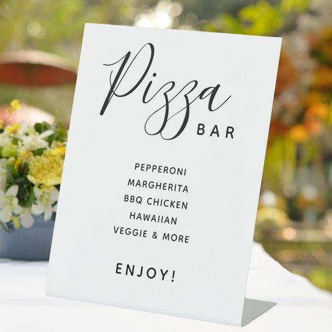 Wedding Pizza Menu Sign, Self Serve Wedding Bar Sign, Wedding Bar Signs With Dogs, Eat Drink And Be Married Sign, Wedding Bar Menu Sign Beer And Wine, Pizza Bar, Tabletop Signs, Bbq Chicken, Create Sign