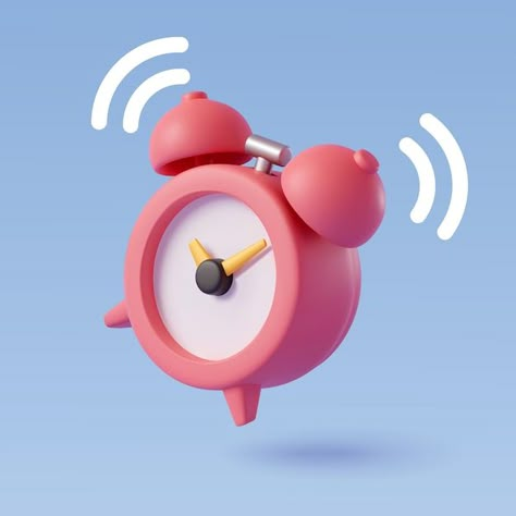 Alarm Clock Illustration, Alarm Illustration, Clock Illustration, Aesthetic Highlight Covers Instagram Pink, Alarm Clock Design, 3d Clock, Clock Games, Happy Learning, Icon Set Design