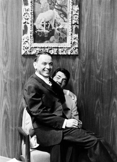 Frank Sinatra Respectfulposting | Frank Sinatra sitting on Dean Martin’s lap while on the set of Marriage on the Rocks, 1965 | Facebook Frank Sinatra Dean Martin, Martin King, Joey Bishop, Sammy Davis Jr, John Wilson, Gene Kelly, Jerry Lewis, Rat Pack, Dean Martin