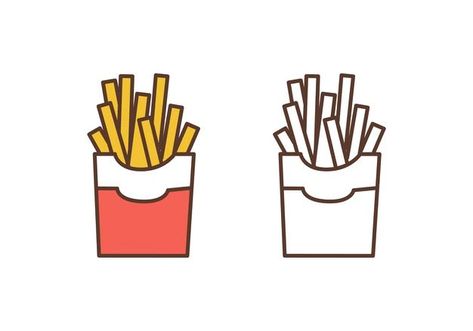 Black Friday Illustration, Food Unhealthy, Fast Food Logos, Fish Background, Restaurant Drinks, Potato Sticks, French Fried Potatoes, Fried Potato, Sketch Icon