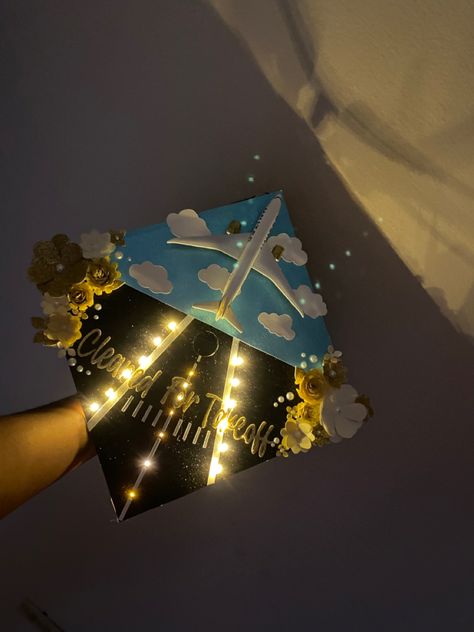 Plane Graduation Cap, Graduation Cap With Lights, Light Up Graduation Cap, Airplane Graduation Cap, Air Force Graduation Cap, Space Themed Graduation Cap, Aviation Graduation Cap, Pilot Graduation Cap, Graduation Cap Designs Engineering