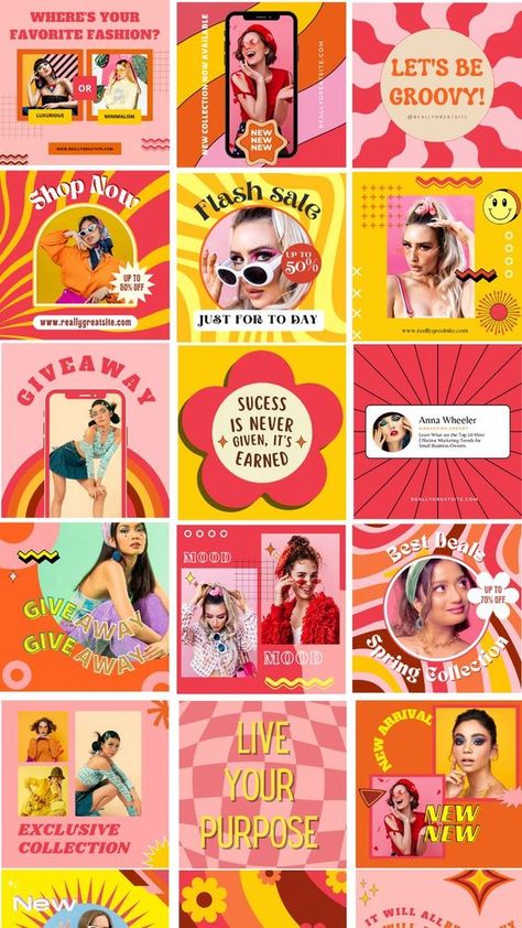 Social Media Templates by Penny Canva Video Templates, Canva Post Ideas, Canva Ideas Design, Retro Instagram Post, Canva Images, Instagram Post Design Ideas, Retro Template, Canva Design Ideas, Retro Instagram