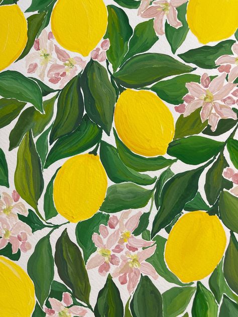 Lemon Gouache Painting, Lemons Painting Acrylic, Acrylic Painting Lemon, Painting Lemons Acrylic, Painting Ideas Lemons, Lemon Acrylic Paintings, Lemon Art Paintings, Lemon Painting Acrylic Easy, Lemon Art Illustration