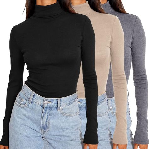 Stay warm and cozy this winter with our 3 piece turtleneck long sleeve shirts!
 These mock neck tops are made with soft, thermal fabric that will keep you warm all day long.
 Perfect for layering under sweaters or jackets, or for wearing on their own.

 #turtleneck #longsleeve #shirt #mockneck #fall #winter #thermal #underwear #top https://whispers-in-the-wind.com/best-fall-outfit-ideas-trendy-and-cozy-autumn-styles/?3-piece-turtleneck-long-sleeve-shirts-mock-neck-fall-winter-thermal-underwear-tops Match Design, Casual Leggings, Ladies Turtleneck Sweaters, Turtleneck Long Sleeve, Turtleneck Sweater Dress, Layer Top, Chunky Knit Cardigan, Leggings Casual, Autumn Cozy