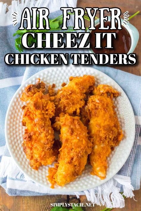 Cheezit Chicken, Cheese It Chicken, Cheeze It Chicken, Cheez It Chicken, Air Fryer Toaster Oven Recipes, Air Fryer Meats, Air Fryer Cheese, Air Fryer Recipes Chicken Tenders, Chicken Strips Recipe