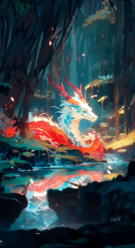 A Dragon, Aesthetic Wallpapers, Forest, Wallpapers, Running, Iphone, Water, Red, Anime