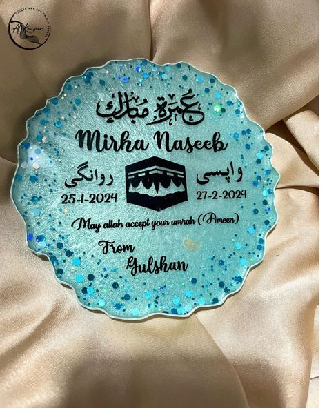 Umrah Returned gift on Customised Resin Plaque • Customised Umrah Mubarak Resin Plaque Gift • Ideal for Best gift on Umrah Returned • 5 inches in size, customizable in any colour and design We are Specialized to make customized resin designs🎨 For More Details Content Us📱 WhatsApp 🟢 0305 9499953 #AlKousarResinArt #umrahmubarak #resinplaque #resinart #islamicartistry #blessed journey Resin Plaque, Umrah Mubarak, Resin Design, Best Gift, Resin Art, Best Gifts, Gifts, Quick Saves, Design