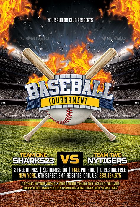 DOWNLOAD THIS FLYER: https://diamondtemplates.com/flyer-templates/baseball-league-flyer-id5 Baseball Poster Ideas, Baseball Card Template, Photoshop Flyer Template, Baseball Tournament, Photoshop Flyer, Baseball Logo, Baseball Posters, Photoshop Text, Sports Design Inspiration