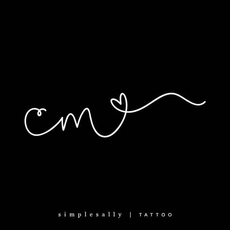 Minimal initials tiny tattoo by Simple Sally | #minimaltattoo #simpletattoo #cursivetattoo #simplesally #handlettering #initialstattoo #tattoosforwomen Letter M Tattoos, Tattoo Mom, Diy Tattoo Permanent, Cursive Tattoos, M Tattoos, Tattoos Geometric, Initial Tattoo, Tiny Tattoo, E Tattoo