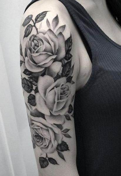 25+ Realistic Rose Tattoos for Everyone – Tattoo Icon Black And White Rose Tattoo, Rose Half Sleeve, White Rose Tattoos, Arm Sleeve Tattoos For Women, Rose Tattoos For Women, Girls With Sleeve Tattoos, Marvel Tattoos, Tato Lengan, Geniale Tattoos