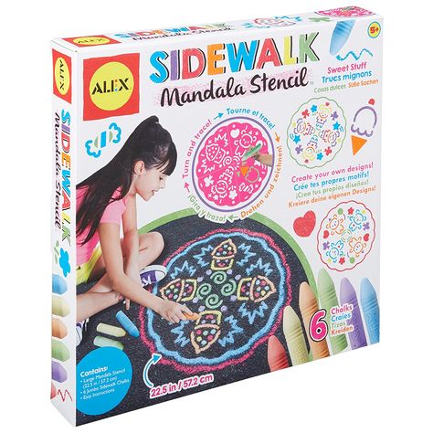 Amazon.com: ALEX Toys Artist Studio Sidewalk Mandala - Sweet Stuff: Toys & Games Chalk Mandala, Summer Preschool Themes, Stencils For Kids, Animal Activities For Kids, Alex Toys, Chalk Design, Mandala Stencils, How To Make Stencils, Beautiful Cupcakes