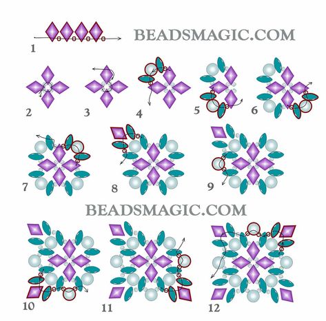 Superduo Patterns Free Tutorials, Superduo Patterns Free, Super Duo Beads Patterns Free, Beading Patterns Free Tutorials, Free Beading Patterns, Beads Ornaments, Free Beading Tutorials, Beads Magic, Beads Tutorial