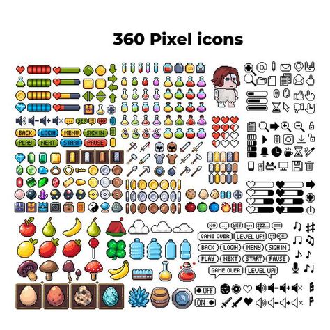 8bit Pixel Art, Art Teaching, 8 Bits, Art Icon, 8 Bit, Game Design, Premium Vector, Game Art, Marketing And Advertising