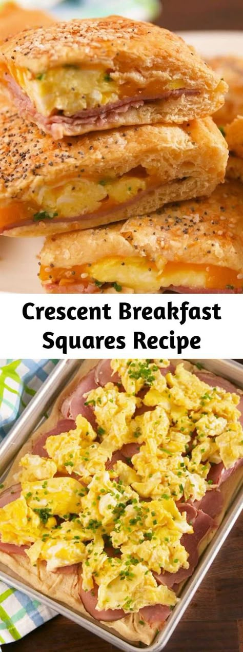 Ham And Cheese Crescent Roll Squares, Pillsbury Dough Sheet Recipes Breakfast, Crescent Sheet Recipes, Crescent Dough Sheet Recipes, Frugal Breakfast, Breakfast Squares, Crescent Squares, Easy Breakfast Casserole Sausage, Sheet Recipes