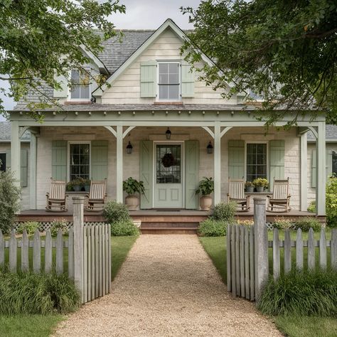 Country Style Home💖💖 Cream Farmhouse Exterior, Colorful House Exterior, Old House Aesthetic, Old Farmhouse Exterior, 1900 Farmhouse, Old Country House, Country House Exterior, Single Floor House Design, Old Country Houses