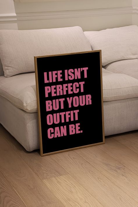 Life Isn't Perfect But Your Outfit Can Be Poster Black and Pink Print Trendy Outfit Poster Pink And Black Wall Art Fashion Print by PinkVanillaDesign on Etsy Life Isn't Perfect But Your Outfit Can Be, Black And Pink Decor, Black And Pink Room Ideas, Black Office Decor, Black House Decor, Office Decor Women, Pink And Black Bathroom, Relatable Quote, Small Bedroom Interior