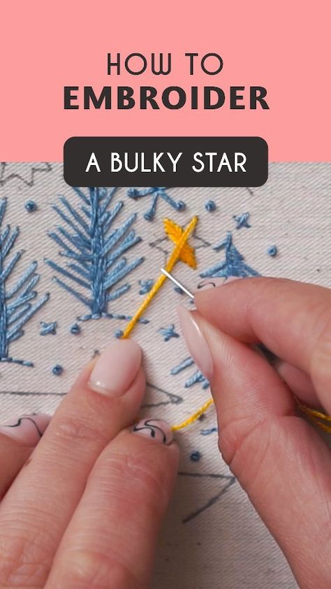 Embroider Stars Tutorial, Hand Embroidered Stars, Embroidered Stars Simple, Star Bead Embroidery, How To Embroider A Star, Embroider A Star, Embroider Star, Embroidery Patterns Tutorials, Reel Tutorial