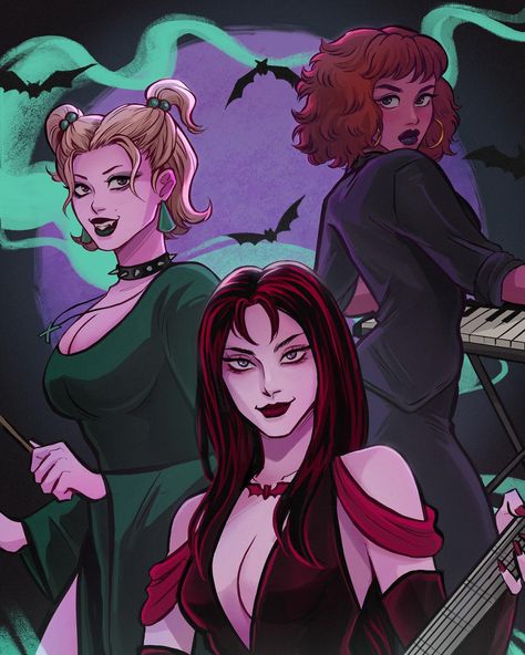 Toni-Renea (@tonirenea_art) on Instagram: "Hex girls 🧙‍♀️ 👻 🦇 this print is already up on my etsyyyy

#hexgirls #scoobydoo #halloween #digitalart #halloweenart #artist #digitalart #october " Tonirenea Art, Hex Sisters Costume, Hex Girls Daphne, The Season Of The Witch, Female Duos, Hex Girls Mystery Incorporated, Gothic Cartoon Characters, Cartoon Character Cosplay, Hex Girls Aesthetic