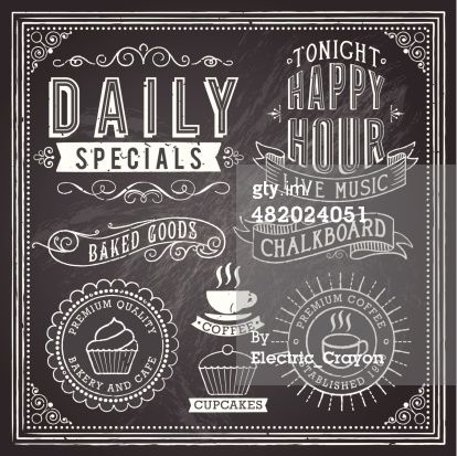 Vector Art : Vintage Chalkboard Ornaments Daily Specials Menu Design, Daily Specials Chalkboard, Specials Chalkboard, Chalkboard Ornaments, Cafe Chalkboard, Blackboard Ideas, Chalk Menu, Chalk Fonts, Chalkboard Ornament