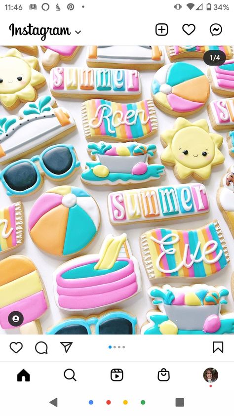 Pool Party Themed Cookies, Pool Party Royal Icing Cookies, Pool Birthday Party Cupcakes, Pool Theme Cookies, Summer Time Cookies Decorated, Pool Party Cupcake Cake, Pool Party Decorated Cookies, Pool Party Cookie Cake, Beach Themed Cookies Decorated