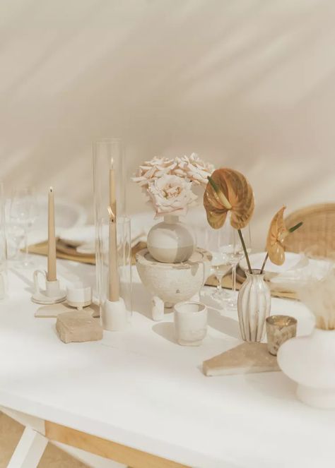 Japandi Wedding, Affordable Wedding Centerpieces, Wedding Centerpiece Ideas, Cheap Wedding Centerpieces, Neutral Wedding Colors, Simple Wedding Centerpieces, Earthy Wedding, Santa Barbara Wedding, Wedding Centerpieces Diy