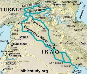 Euphrates River Map Biblical Maps, Euphrates River, Bible Maps, Jesus Second Coming, Bible Mapping, Navigation Map, Ancient Mesopotamia, Ancient Maps, Bible Time