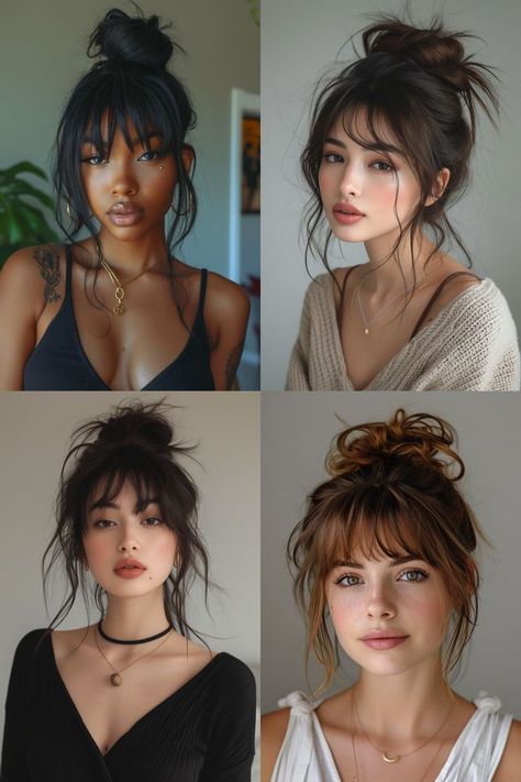 Two Toned Brown Hair, Easy Churros, Bangs Ideas, Churros Recipe, How To Style Bangs, Trendy Hair Color, Long Hair With Bangs, Messy Hair, Haircuts With Bangs