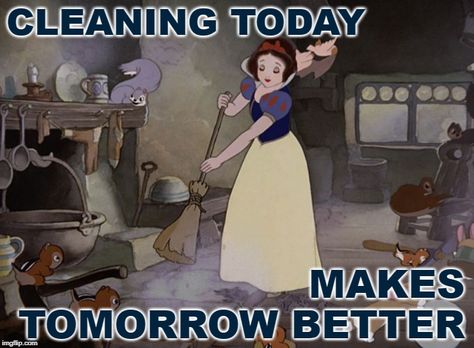 Spring Cleaning Snow White ~ Cleaning Today Makes Tomorrow Better #memes #saturday #motivation #motivationalquotes #disney #inspirational #women #housework #homemaking #cleaningtips #cleaning #sayings #quotes #affirmations #empowerment #goals #vintage #throwback #oldschool #traditional Housewife Cleaning Aesthetic, House Cleaning Quotes, Housework Quotes, Cleaning Pics, Housework Humor, Snow White Images, Cleaning Photos, Vintage Cleaning, Housewife Life