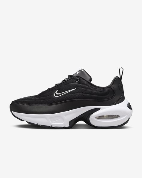 Transport your style with a new Air Max. The Portal is the perfect blend of chunky and sleek, combining the platform sole of 2000s with the minimalist upper of contemporary designs. We added an oval-shaped midsole with cloud-like cushioning for an elevated look you can wear every day. It's so comfortable it's out of this world. Shown: Black/White Style: HF3053-001 Fashion Shoes Heels, Nike Shoes Jordans, Nike Just Do It, Black White Fashion, Contemporary Designs, Innovative Products, Shoes Nike, The Platform, The Minimalist