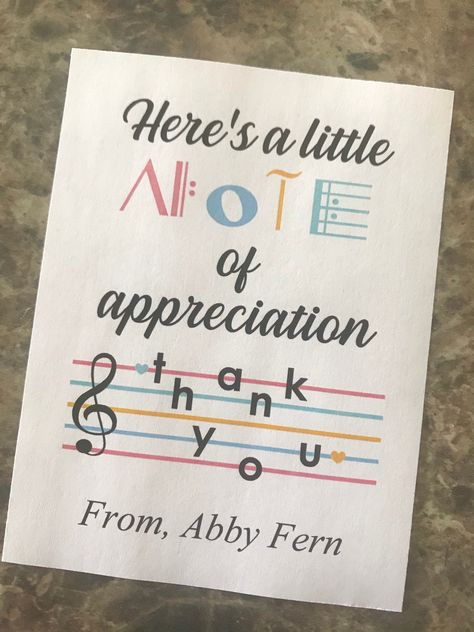 Gifts For Music Teacher, Music Teacher Appreciation Gifts, Teacher Appreciation Notes, Note Of Appreciation, Happy Teachers Day Card, Teacher Appreciation Quotes, Appreciation Note, Student Notes, Band Teacher