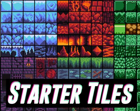 Pixel Art Tileset 16x16, Pixel Art Platformer Tiles, Tiles Game, Art Advice, 2d Game Art, Pixel Art Tutorial, Pixel Games, Cool Pixel Art, Pixel Art Templates