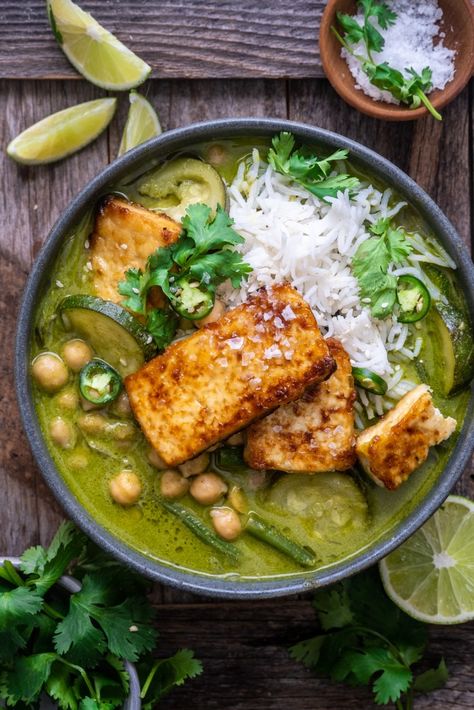 Healthy Recipes Tofu, Asian Summer Recipes, Chickpea Curry Vegan, Antiinflammatory Dinners, Vegan Protein Dinner, Tofu Dinner Ideas, Pnw Recipes, Summer Vegetarian Dinner, Coconut Lime Curry