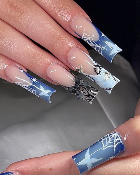 Corpse bride set 🖤🦋 #screamnails #nailart #naildesign #nailinspo #explore #halloween #halloweennails #ghostface #blood #spookyszn #spooky #spookynails👻🎃 #spookynails #corpsebride # Corpse Bride Nails Inspired, Corpse Bride Nail Ideas, Halloween Nails Corpse Bride, Corpse Bride Nail Designs, The Corpse Bride Nails, Corpse Bride Nails Acrylic, Corpse Bride Nail Art, Corpse Bride Nails, Ghostface Nails