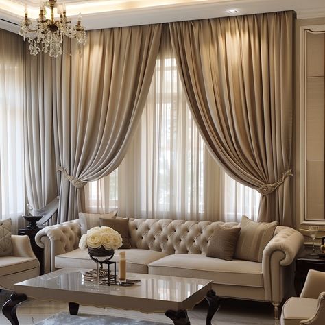 7 Curtain Trends to Enhance Your Living Room Decor Luxury Curtains Living Room, Room Decor Curtains, Living Room Stands, Curtains Living Room Modern, Luxurious Living Room, Craft Spaces, Window Curtains Living Room, Layered Curtains, Decor Curtains