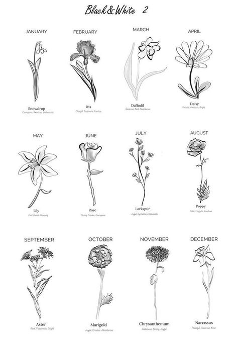 Fineline Flowers, Interesting Tattoos, Flower Spine Tattoos, 4 Tattoo, Mother Tattoos, Birth Flower Tattoos, Geniale Tattoos, 3d Tattoos, Spine Tattoo