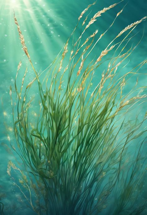 swaying coastal seagrass Check more at https://paintlyx.com/swaying-coastal-seagrass/ Seagrass Tattoo, Sea Grass Painting, Underwater Grass Drawing, Seaweed Ocean, Seagrass Underwater, Seaweed In Ocean, Seaweed Forest, Fish Mounts, Ocean Projects