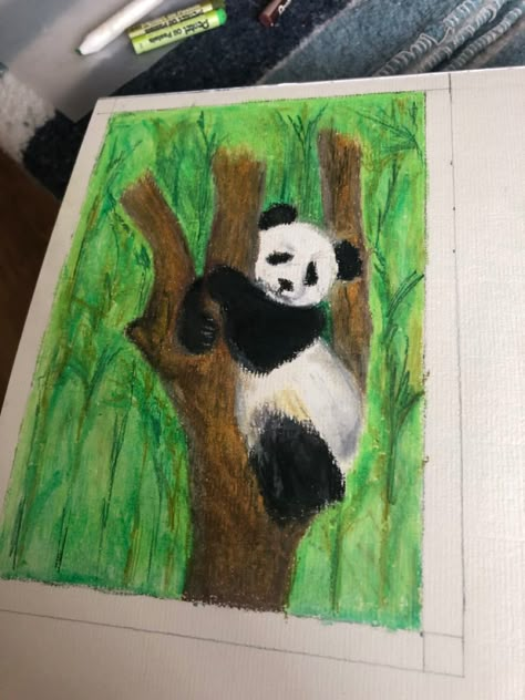 Panda Oil Pastel, Animals Oil Pastels, Oil Pastel Animal Drawings, Animal Oil Pastel, Oil Pastel Artwork Easy, Oil Pastel Art For Kids, Oil Pastel Animals, Pastel Projects, Colored Pencil Artwork Ideas