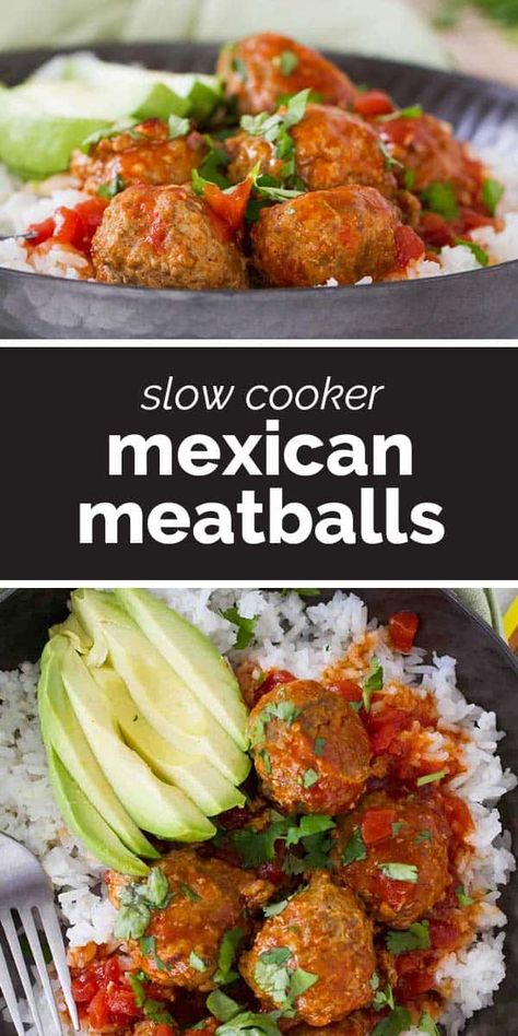 These Mexican Meatballs are taco spiced meatballs that are slow cooked in an easy enchilada sauce. Serve the over rice or tortilla chips or turn them into a Tex-Mex style hoagie sandwich! Crockpot Treats, Easy Enchilada Sauce, Hoagie Sandwich, Spiced Meatballs, Enchilada Sauce Easy, Mexican Meatballs, Slow Cooker Mexican, Jelly Meatballs, Easy Enchiladas