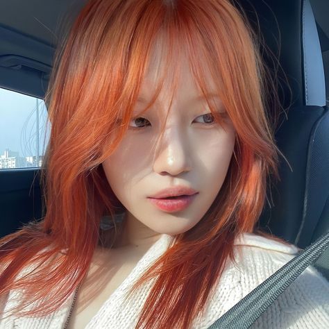 Tone Orange Hair, Red Copper Hair Color, Medium Long Haircuts, Korean Hair Color, Red Hair Inspo, Pretty Hair Color, Orange Hair, Ginger Hair, Long Hair Cuts