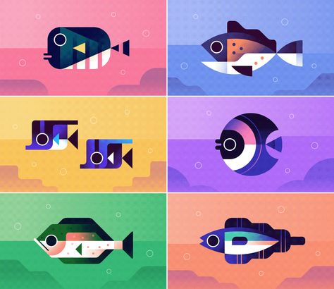 Fish on Behance Kawaii Fish, Fish Icon, Animal Vector, Fish Vector, Fish Graphic, Fish Illustration, Drawing Ideas Easy, Fish Market, Geometric Logo